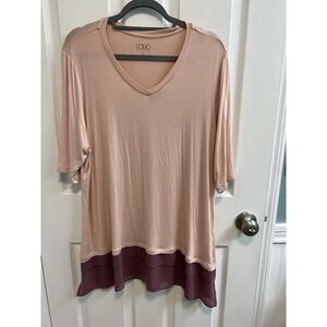 Logo Lori Goldstein Shirt Womens XL Tunic Short Sleeve Pink Purple Preowned​